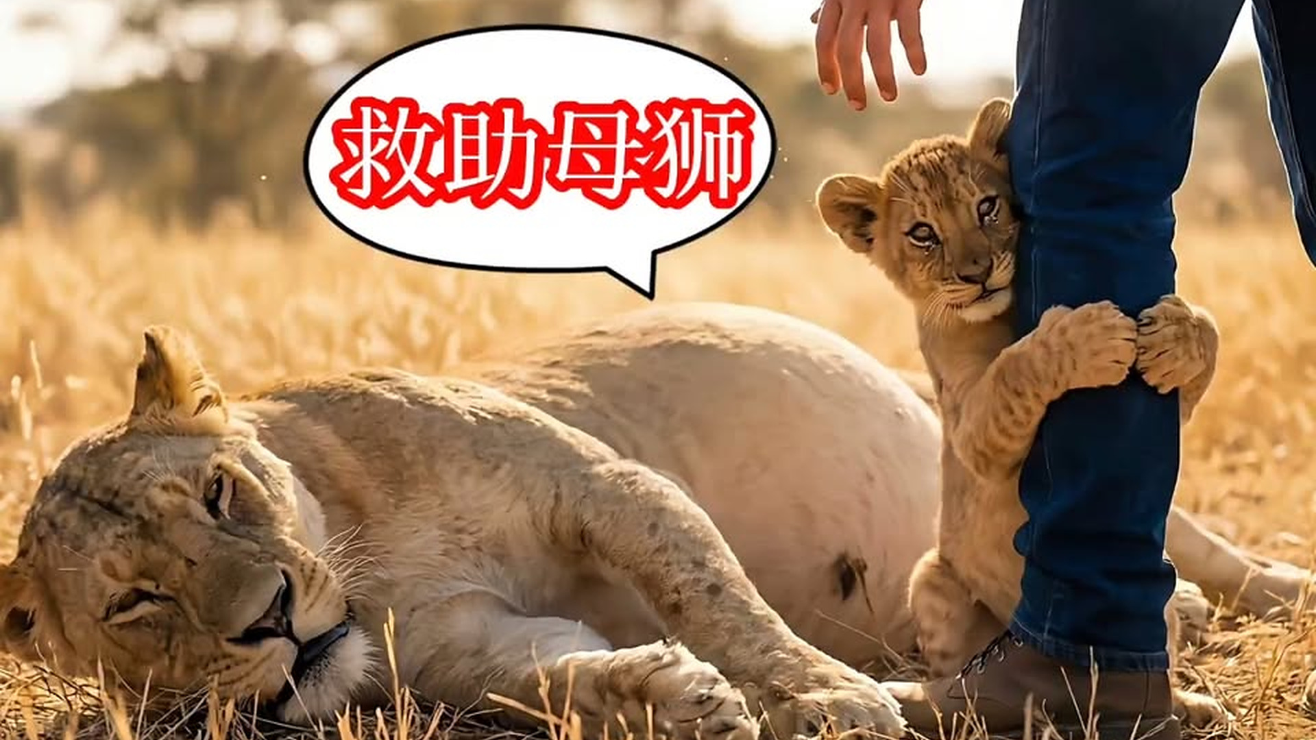 Full Video : N1906035_Lion king cries as cub risks life blocking cars on the highway—the truth moves all..mp4 | Comedy Film Station