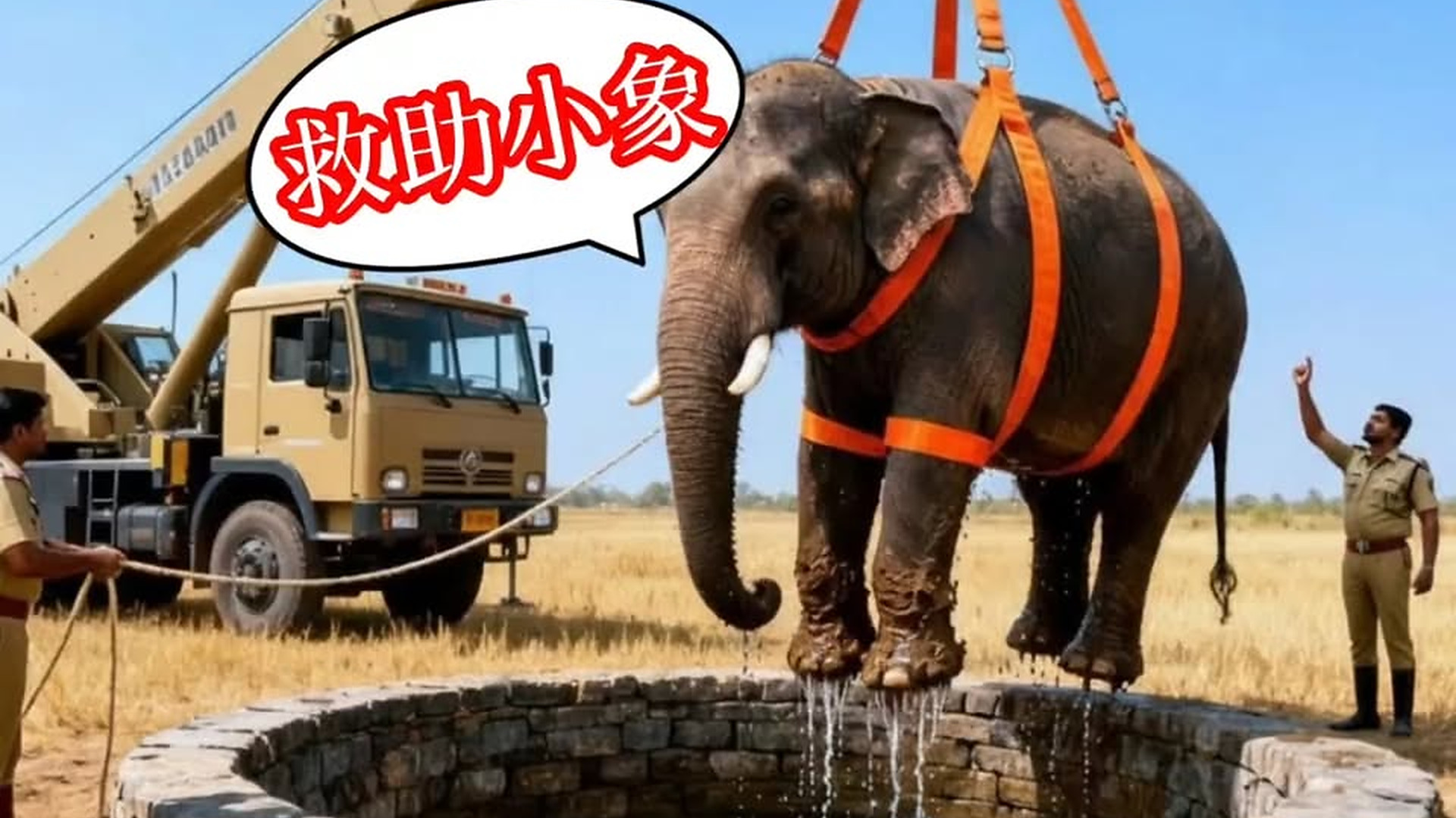 Full Video : N2406059_The moment baby elephant falls into a well, it sinks into deep despair..mp4 | Comedy Film Station