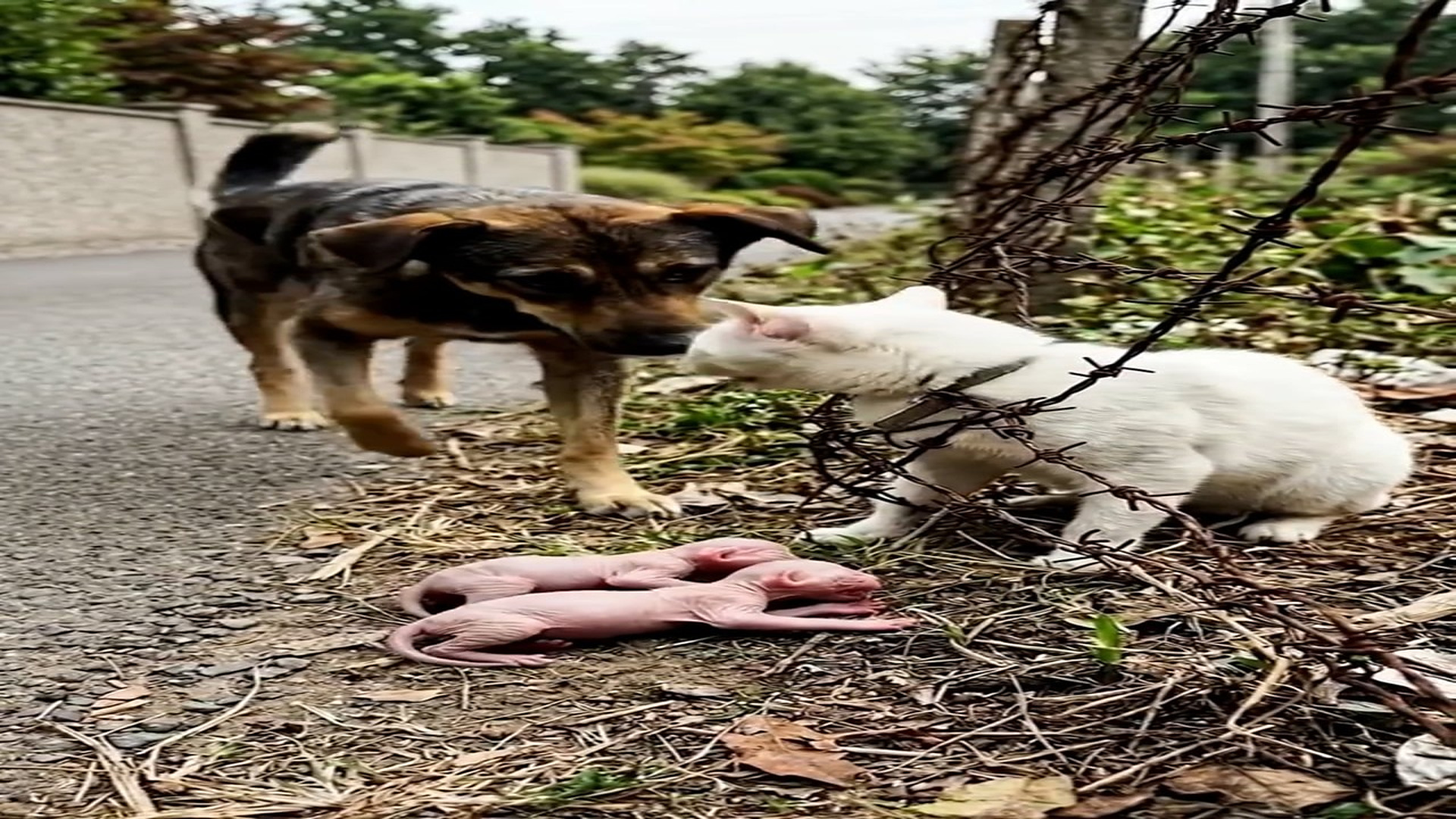 Full Video : N1507052_Please Help A Mother Cat Is Trapped In Tangled Wires By Roadside C