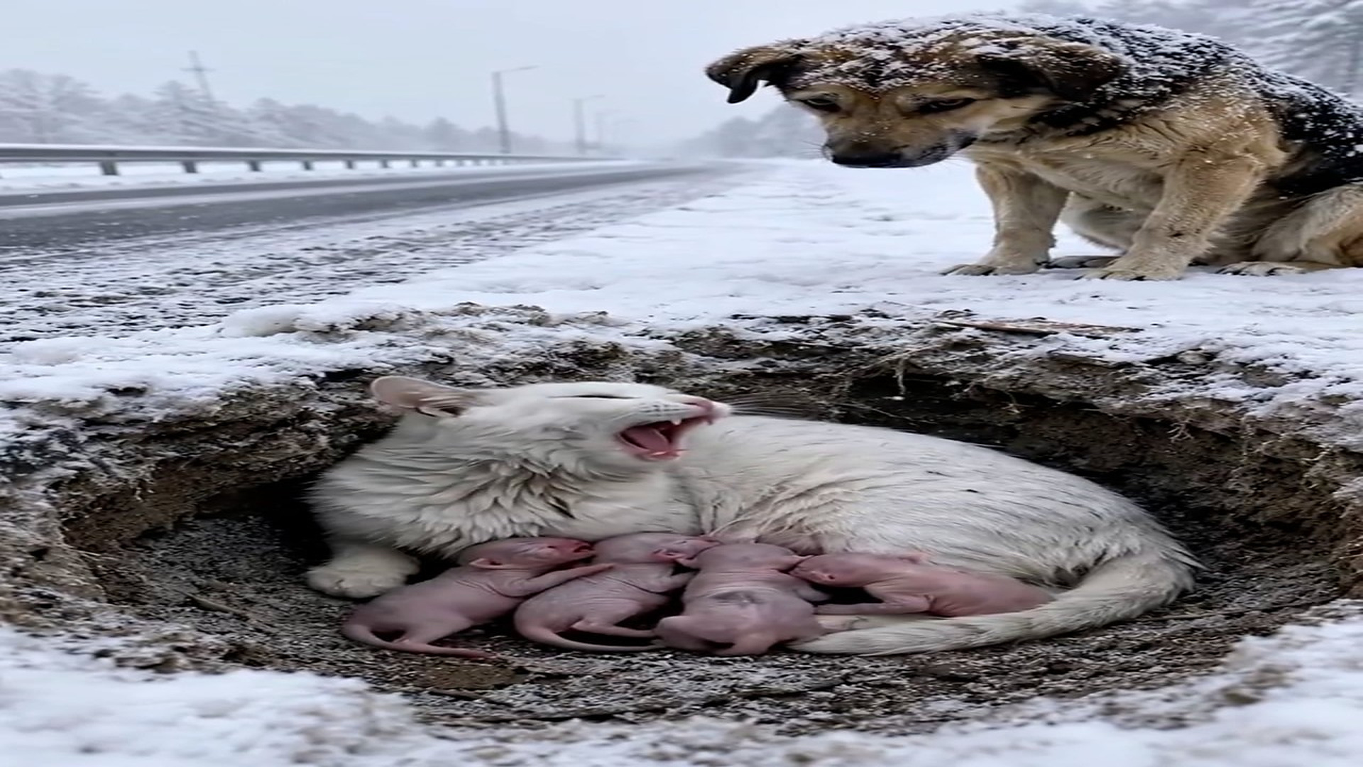 Full Video : N1507047_Please Help A Helpless Mother Cat Is Crying In A Roadside Hole He
